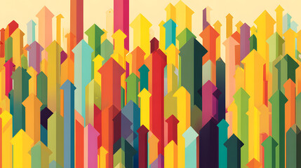 Colorful abstract arrows pointing upwards, creating a vibrant and dynamic pattern.