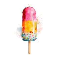 Colorful watercolor popsicle art bright background digital illustration fun environment creative concept