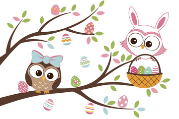 Fototapeta premium owls in the tree