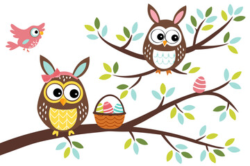 Fototapeta premium owls in the tree