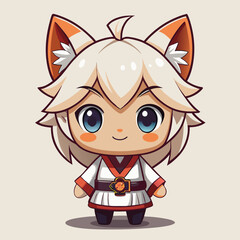 Cute anime character with fox ears and traditional outfit
