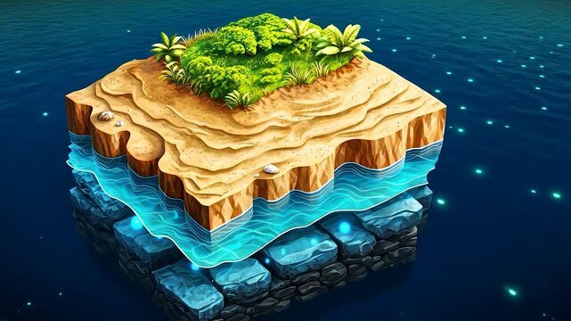 Cubic Island Landscape