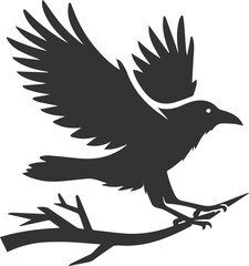 Vector black crow bird animal silhouette