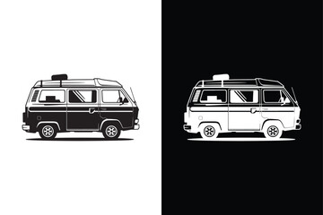 CamperVan icon vector on White Background ,Vector Art Illustration on white background.