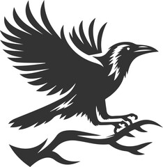 Vector black crow bird animal silhouette