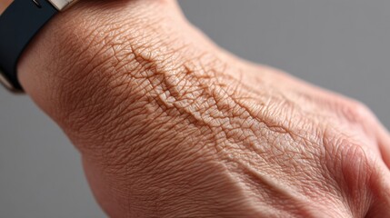 Fototapeta premium Closeup hand image showing veins and skin texture