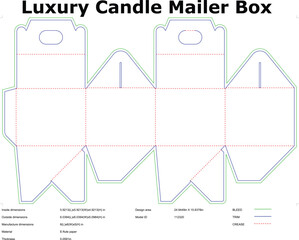Luxury Candle Mailer Box Packaging Design Template DieCut