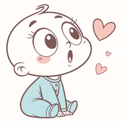 Obraz premium Adorable Cartoon Baby Sending Love