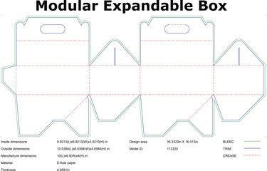 Modular Expandable Box Design Template Easy Assembly, Customizable Packaging