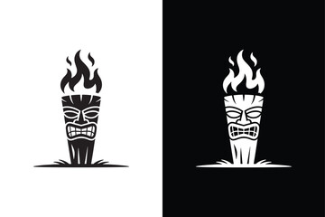 TikiTorch icon vector on White Background ,Vector Art Illustration on white background.
