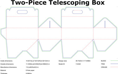TwoPiece Telescoping Box Packaging Design Template Diagram