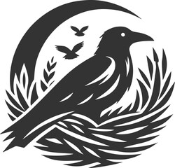 Vector black crow bird animal silhouette