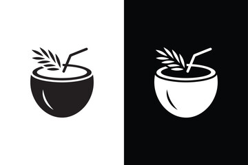 Coconut icon vector on White Background ,Vector Art Illustration on white background.