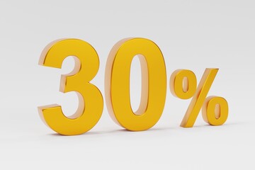 Gold 30 percent isolated on white background