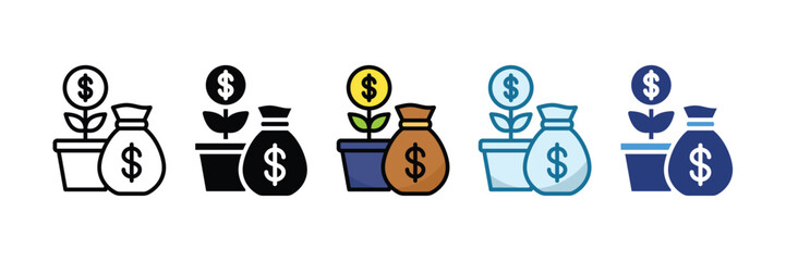 Financial Growth Icon Set Multiple Style Collection