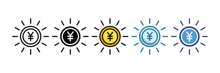 Yen Sign Icon Set Multiple Style Collection