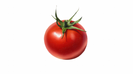 a photo of a single tomato on the vine on a transparent background, PNG image, PNG file, Generative art.