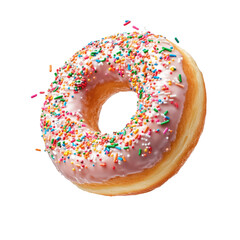 Falling Sprinkled Donut on transparent background