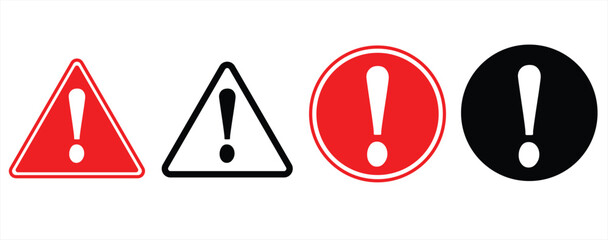 Attention caution sign warning symbol icon set danger, Triangular vector illustration
