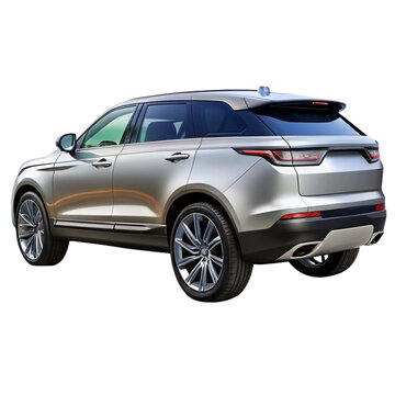 silver range rover velar rear view isolated