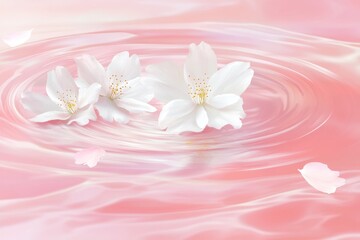 The presence of delicate flowers amidst soft pink waves fosters a calm and serene environment