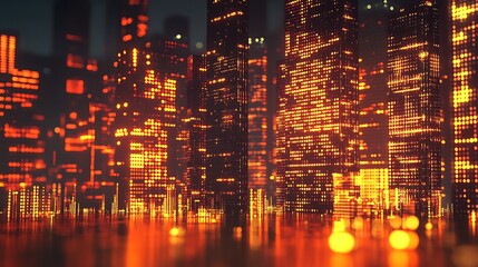 Futuristic city lights at night