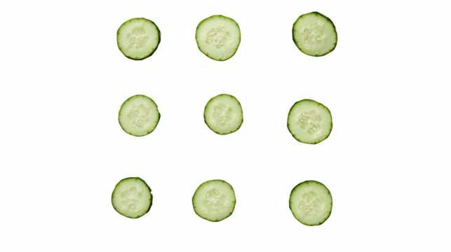 sliced cucumbers make a smiley face in the dark on a transparent background, PNG image, PNG file, Generative art.