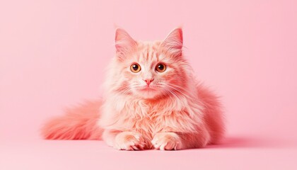 Pink cat on pink background