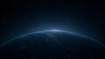 Obraz premium Discover a captivating exoplanet with a shimmering opalescent surface under the glow of distant stars in the never ending universe