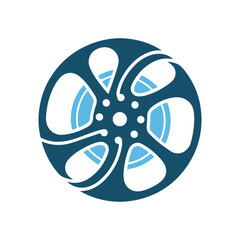 Obraz premium Minimalist film reel icon for logo design. Vector illustration.