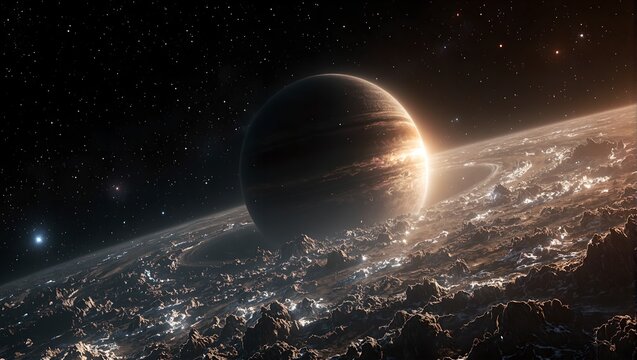 Discover an exotic tidally locked exoplanet showcasing dazzling salt flats and glistening crystals under perpetual daylight contrasting with a mysterious starlit side
