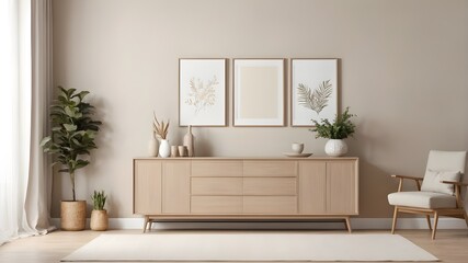 Modern Living Room Interior with Accent Chairs and Frame Mockup