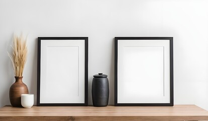 A White Frame and Lone Plant on an Empty Wall