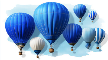 Fototapeta premium Background of cute illustration watercolor of hot air balloons in the sky.Wallpaper concept