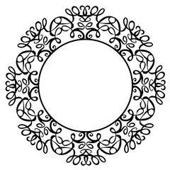 Obraz premium Beautiful round frame in black with an original pattern on a white background