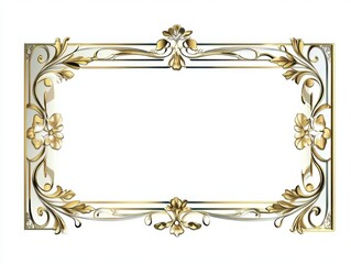 Elegant Gold Frame: An ornate rectangular frame with gold and silver embellishments, perfect for adding a touch of vintage elegance to your designs.