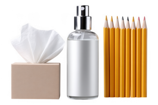 Educational Health Awareness Hand Sanitizer in Classrooms, Isolated on Transparent Background