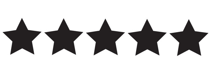 Set of outline five star icon collection. Yellow and black