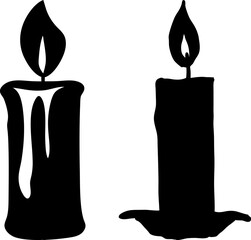 Lit Candles Silhouette Illustration  Perfect for Holiday Designs