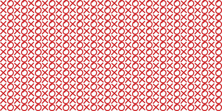Seamless geometric pattern. XO pattern in red and white colors. Vector illustration.
