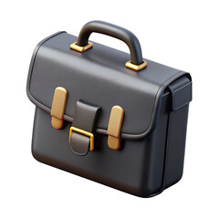 3D Brown,black,white and blue Leather Briefcase with Strap - Professional Business Bag Isolated PNG