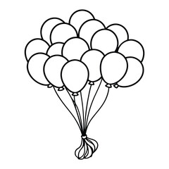 a balloon bouquet floating coloring vector line art