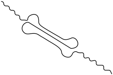 Continuous one-line drawing of a dog bone background vector illustration