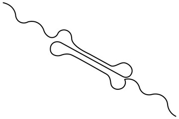 Continuous one-line drawing of a dog bone background vector illustration