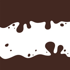 Chocolate splash. Header separator, abstract organic flat drops, streaks, vector illustration. Uneven, arbitrary shape of the liquid, spots. An element for decoration, banner, web page, label, website