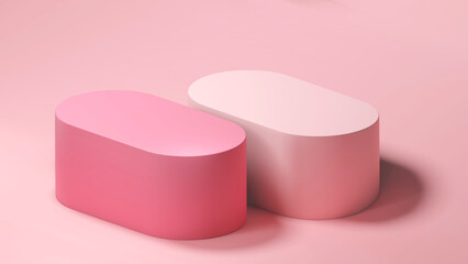3D Modern Pink Rounded Rectangle Table Furniture Podium