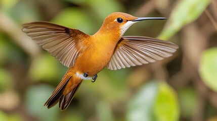 Fototapeta premium A rufous hummingbird in flight