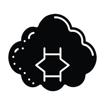 Cloud with code brackets as outline on white background