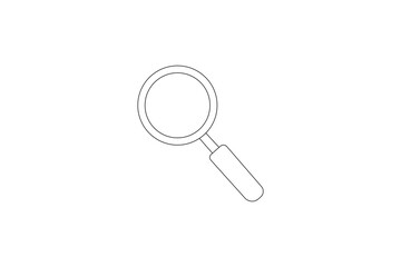 Minimalist line art of magnifying glass for search and inspection icon design