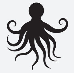 a floating octopus silhouette vector art illustration